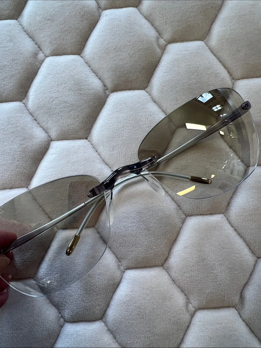 Silhouette Rimless Sunglasses with Brown gradient lens with flash gold mirror